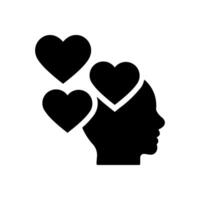 Human head with heart shape. Editable color vector