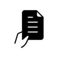 Icon Sheet of Paper or Document in a Person's Hand. Like sign as Request, Submission of Documents vector
