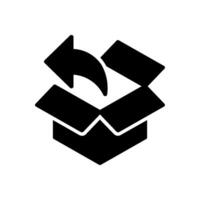 Box package return icon in flat style. Delivery box with arrow illustration on white isolated background. Cargo shipping business concept. vector
