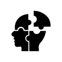 Head made of puzzle four pieces. solution icon vector