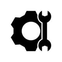 Wrench and Gear cogwheel icon in trendy flat design vector
