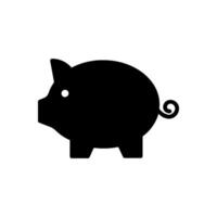 pig icon, piggy silhouette isolated on white background. editable color vector