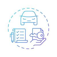 Vehicle title management blue gradient concept icon. Documentation organization, compliance. Round shape line illustration. Abstract idea. Graphic design. Easy to use in infographic, presentation vector