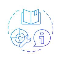 Vehicle knowledge blue gradient concept icon. Documentation, specifications. Technical information. Round shape line illustration. Abstract idea. Graphic design. Easy to use in infographic vector