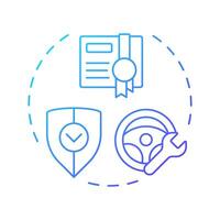 CPO warranty blue gradient concept icon. Certified pre owned. Certificate, license. Round shape line illustration. Abstract idea. Graphic design. Easy to use in infographic, presentation vector