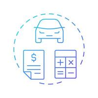 Preapproved car loan blue gradient concept icon. Debt calculation, credit. Buying vehicle. Round shape line illustration. Abstract idea. Graphic design. Easy to use in infographic, presentation vector