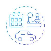 Vehicle age blue gradient concept icon. Manufacturing equipment, car production. Monthly calendar. Round shape line illustration. Abstract idea. Graphic design. Easy to use in infographic vector