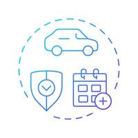 Extended warranty blue gradient concept icon. Security, protection. Monthly calendar. Round shape line illustration. Abstract idea. Graphic design. Easy to use in infographic, presentation vector