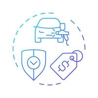Dealer addons blue gradient concept icon. Manufacturer warranty, license. Price tag. Round shape line illustration. Abstract idea. Graphic design. Easy to use in infographic, presentation vector