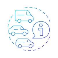 Car body styles blue gradient concept icon. Truck, sedan. Technical information, vehicles. Round shape line illustration. Abstract idea. Graphic design. Easy to use in infographic, presentation vector
