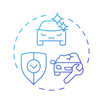 Corrosion warranty blue gradient concept icon. Car repair, renovation. Protection, safety. Round shape line illustration. Abstract idea. Graphic design. Easy to use in infographic, presentation