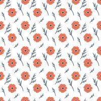 Seamless pattern with poppies. Spring botanical pattern with flat poppies. fabric swatch vector