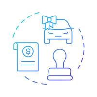 New car dealer blue gradient concept icon. Loan document, financing. Credit, debt. Round shape line illustration. Abstract idea. Graphic design. Easy to use in infographic, presentation vector