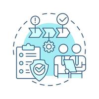 Risk treatment soft blue concept icon. Implementing mitigation strategies. Danger management process. Round shape line illustration. Abstract idea. Graphic design. Easy to use in presentation vector