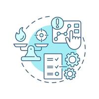 Risk assessment soft blue concept icon. Identify potential impact of event. Danger management process. Round shape line illustration. Abstract idea. Graphic design. Easy to use in presentation vector