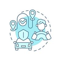 Secure transportation soft blue concept icon. Safe journey options for tourist. Travel management service. Round shape line illustration. Abstract idea. Graphic design. Easy to use in presentation vector