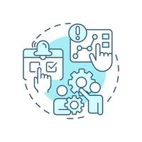 Risk monitoring and review soft blue concept icon. Tracking changes. Danger management process. Round shape line illustration. Abstract idea. Graphic design. Easy to use in promotional material vector