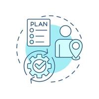 Business continuity soft blue concept icon. Critical operations. Benefit of travel risk management. Round shape line illustration. Abstract idea. Graphic design. Easy to use in promotional material vector