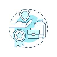 Safeguarding reputation soft blue concept icon. Traveler safety. Benefit of travel risk management. Round shape line illustration. Abstract idea. Graphic design. Easy to use in presentation vector