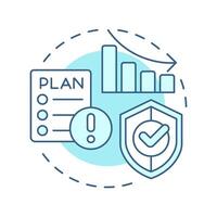 Risk mitigation soft blue concept icon. Strategy of accidents handling. Danger management process. Round shape line illustration. Abstract idea. Graphic design. Easy to use in promotional material vector