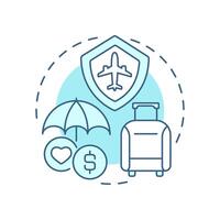 Travel insurance soft blue concept icon. Financial coverage. Journey risk management solution. Round shape line illustration. Abstract idea. Graphic design. Easy to use in promotional material vector