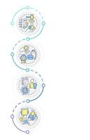 Benefits of travel risk management infographic vertical sequence. Tourist policy advantages. Visualization infochart with 4 steps. Circles workflow vector