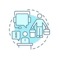 Traveler assistance soft blue concept icon. Support services. Benefit of travel risk management. Round shape line illustration. Abstract idea. Graphic design. Easy to use in presentation vector