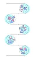 Travel risk management services infographic vertical sequence. Tourist protection features. Visualization infochart with 5 steps. Circles workflow vector
