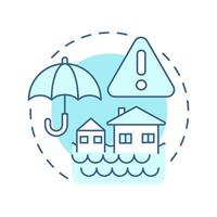Flood warning soft blue concept icon. Rising water levels risk prevention. Safety and emergency alert. Round shape line illustration. Abstract idea. Graphic design. Easy to use in application vector
