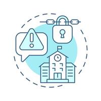 School closures soft blue concept icon. Education facilities shut down due to emergencies. Public safety. Round shape line illustration. Abstract idea. Graphic design. Easy to use in application vector