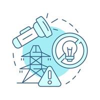 Power outages soft blue concept icon. Electricity supply disruption. Safety and emergency alert. Round shape line illustration. Abstract idea. Graphic design. Easy to use in application vector
