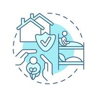 Human shelters soft blue concept icon. People refuges during emergency accidents. Public safety. Round shape line illustration. Abstract idea. Graphic design. Easy to use in presentation vector