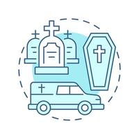 Funeral transports soft blue concept icon. Delivery individuals to burial place. Medical vehicle service. Round shape line illustration. Abstract idea. Graphic design. Easy to use in presentation vector