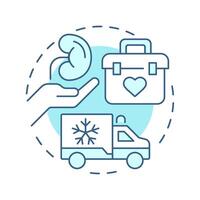 Organ transport soft blue concept icon. Delivery of body parts for transplantation. Medical vehicle service. Round shape line illustration. Abstract idea. Graphic design. Easy to use in application vector