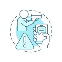 Active shooter alerts soft blue concept icon. Threat of gun violence prevention. Public safety service. Round shape line illustration. Abstract idea. Graphic design. Easy to use in application vector