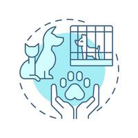 Animal shelters soft blue concept icon. Safe spaces for pets during emergencies. Public safety facility. Round shape line illustration. Abstract idea. Graphic design. Easy to use in application vector