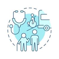 Non emergency medical transportation soft blue concept icon. Assistance to elderly and disabled patients. Round shape line illustration. Abstract idea. Graphic design. Easy to use in presentation vector