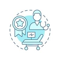 Experienced medical staff soft blue concept icon. Qualified doctors. Quality of healthcare service. Round shape line illustration. Abstract idea. Graphic design. Easy to use in presentation vector