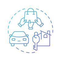 Collaborative consumption blue gradient concept icon. Access to products. Type of sharing economy. Round shape line illustration. Abstract idea. Graphic design. Easy to use in presentation vector