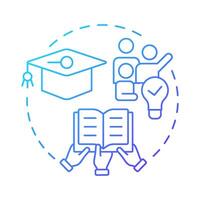 Open knowledge blue gradient concept icon. Free sharing of information. Type of collaborative economy. Round shape line illustration. Abstract idea. Graphic design. Easy to use in infographic vector