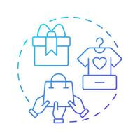 Gift giving economy blue gradient concept icon. Free goods and services. Collaborative system type. Round shape line illustration. Abstract idea. Graphic design. Easy to use in infographic vector