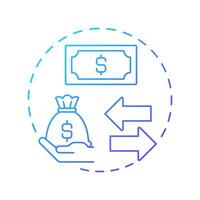 Pseudo sharing economy blue gradient concept icon. Commercial models involving. Collaborative system type. Round shape line illustration. Abstract idea. Graphic design. Easy to use in presentation vector