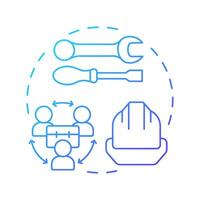 Tool and equipment sharing blue gradient concept icon. Borrow and rent items. Collaborative economy model. Round shape line illustration. Abstract idea. Graphic design. Easy to use in presentation vector