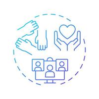 Community based economy blue gradient concept icon. Local collaboration. Core element of sharing system. Round shape line illustration. Abstract idea. Graphic design. Easy to use in infographic vector