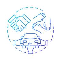 Real sharing economy blue gradient concept icon. Non profit resources spreading. Collaborative system type. Round shape line illustration. Abstract idea. Graphic design. Easy to use in presentation vector