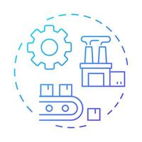 Production blue gradient concept icon. Transforming raw materials into finished goods. Circular economy. Round shape line illustration. Abstract idea. Graphic design. Easy to use in presentation vector