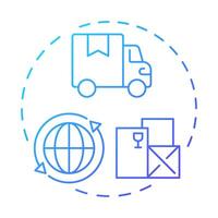 Distribution blue gradient concept icon. Products reaching destinations efficiently. Circular economy. Round shape line illustration. Abstract idea. Graphic design. Easy to use in infographic vector