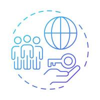 Flexibility blue gradient concept icon. Democratizes access to goods and services. Benefit of sharing economy. Round shape line illustration. Abstract idea. Graphic design. Easy to use in presentation vector