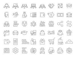 Sharing economy linear icons set. Exchanging goods and services between consumer. Social community system. Customizable thin line symbols. Isolated outline illustrations. Editable stroke vector