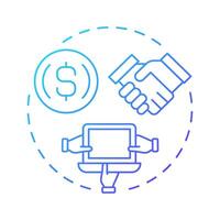 Empowering entrepreneurs blue gradient concept icon. Low barrier entry. Benefit of sharing economy. Round shape line illustration. Abstract idea. Graphic design. Easy to use in infographic vector